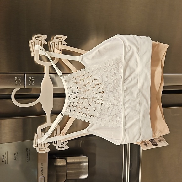 💕LAURA ASHLEY💕 Lace Back Bralettes (2 Pack) ~ Pink & White Small NWT - Picture 2 of 13